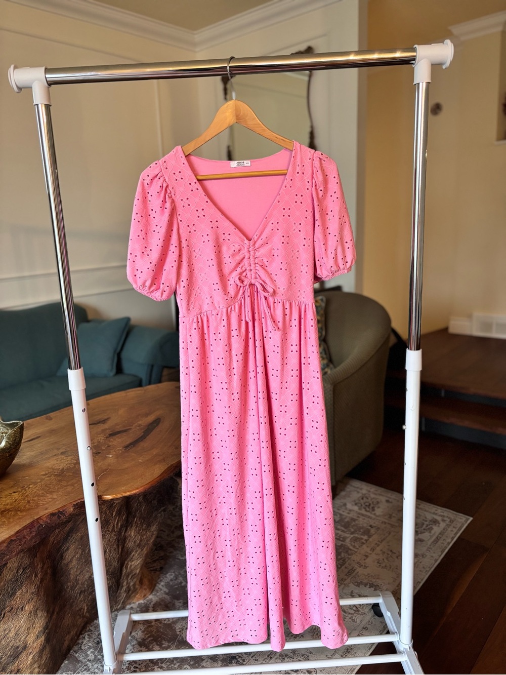 Ardene Pink Eyelet Midi Dress